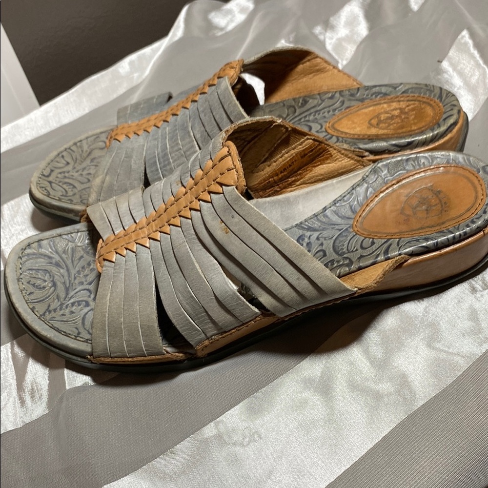 Ariat Gray and Tan Comfort Sandals with Cushioned Footbed